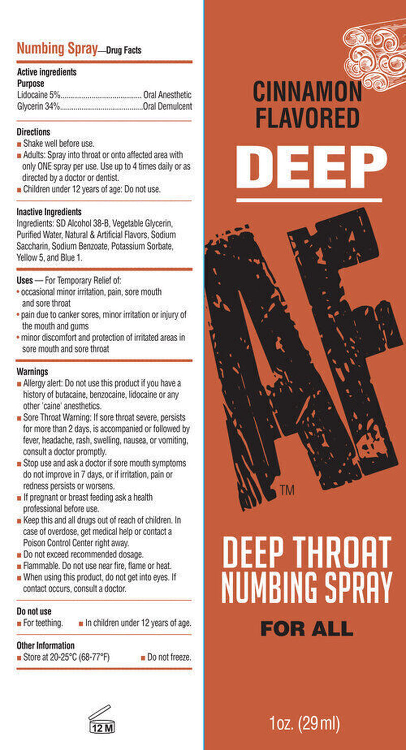 Deep AF Flavored Deep Throat Oral Sex Desensitizing Numb Numbing Spray 1 Oz