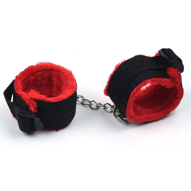 PU Leather Flogger Set – Whip, Plush Cuffs & Chains - 3 Colours