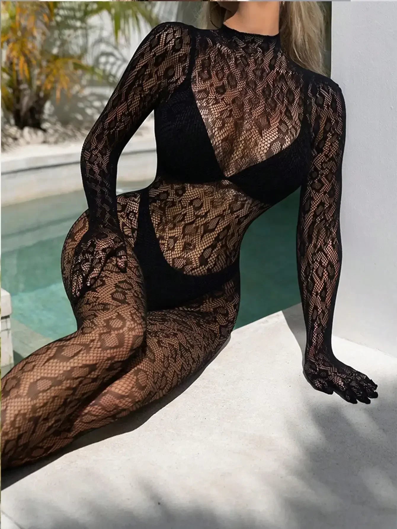 Erotic Full Body Stocking – Sultry Fishnet Jumpsuit Costume for Ladies