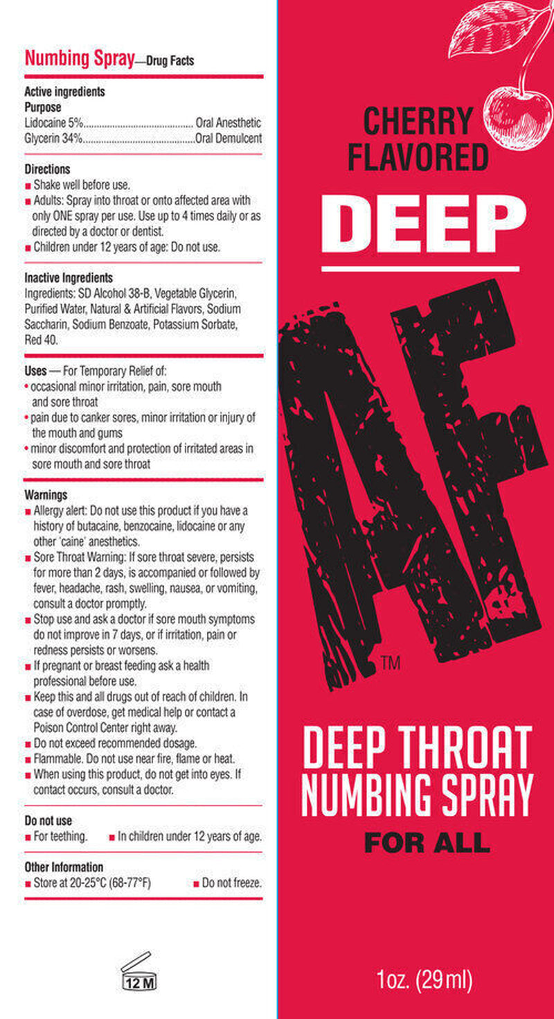 Deep AF Flavored Deep Throat Oral Sex Desensitizing Numb Numbing Spray 1 Oz
