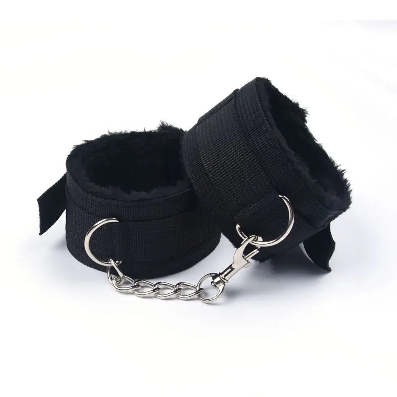 PU Leather Flogger Set – Whip, Plush Cuffs & Chains - 3 Colours
