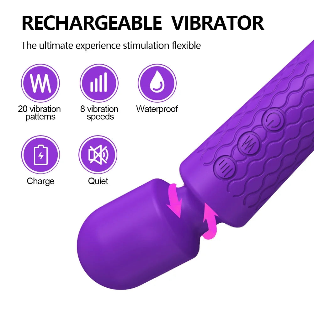 Wand Massager Vibrator with 8 Speeds & 20 Vibration Modes