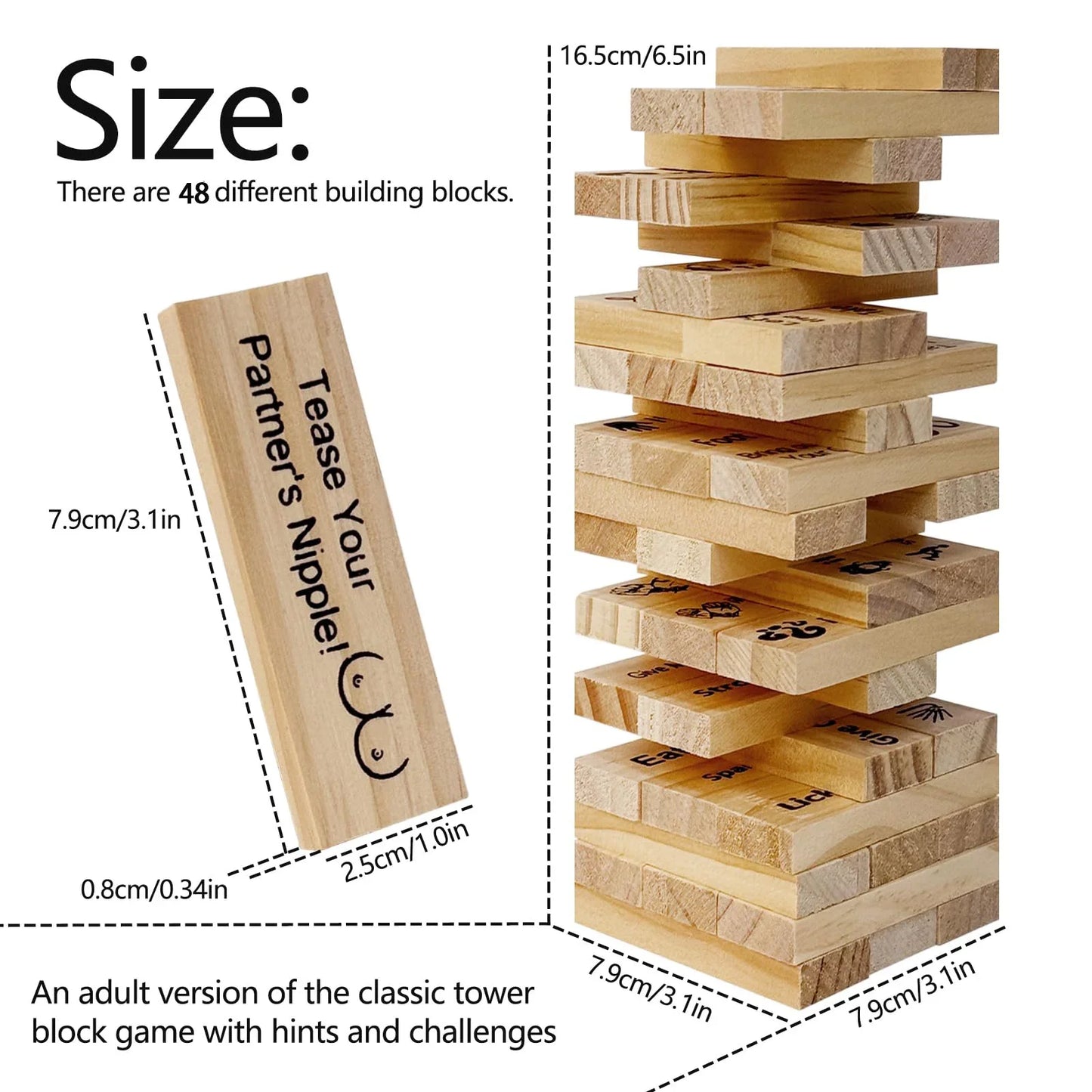 Naughty Tower – 48-Piece Adult Stacking Game for Couples & Parties