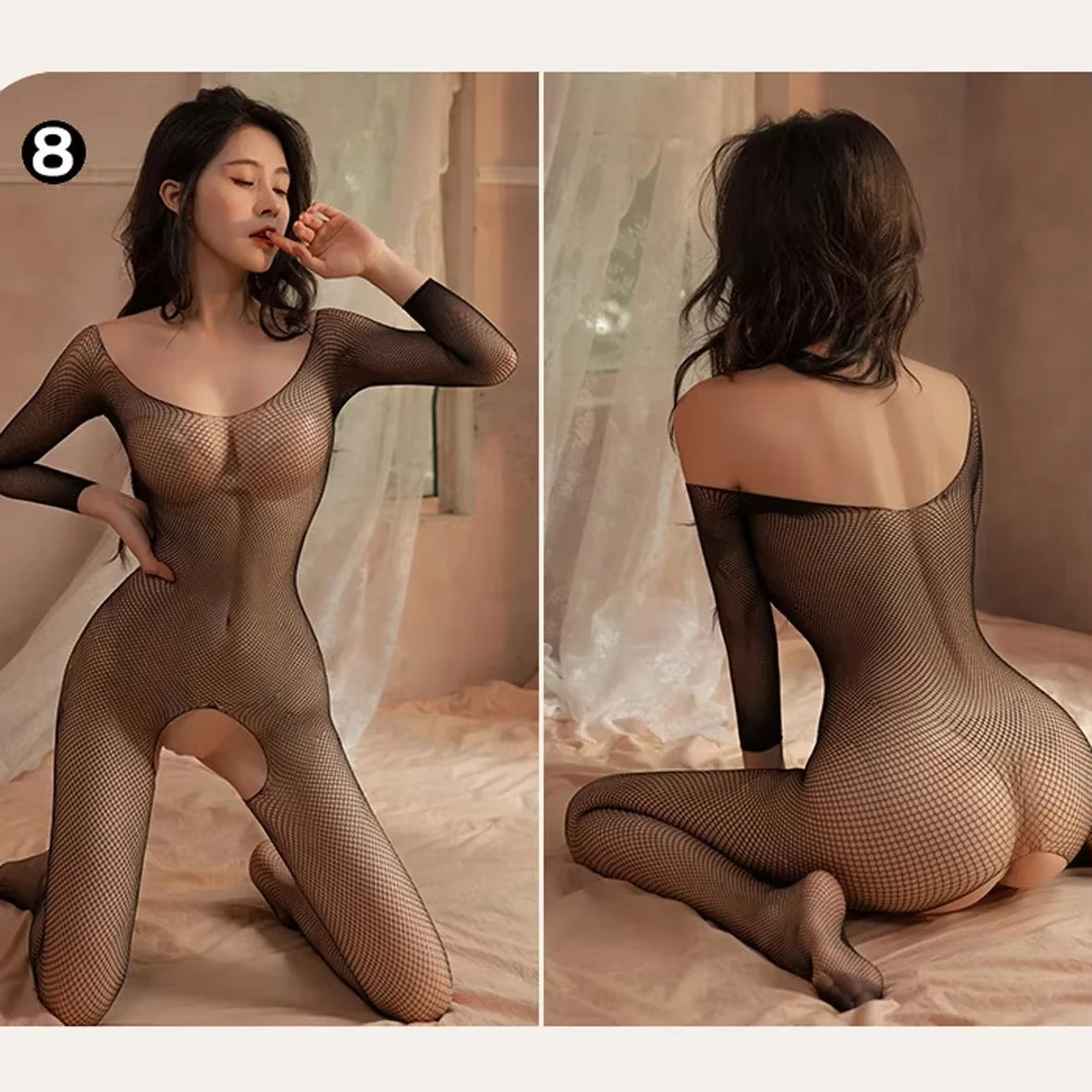 Erotic Bodystocking – Bold Fishnet Outfit with Open Bust