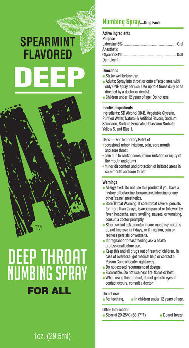Deep AF Flavored Deep Throat Oral Sex Desensitizing Numb Numbing Spray 1 Oz