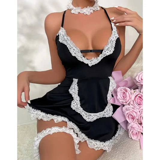 Sexy Maid Lingerie Set – Sleeveless Temptation Nightgown
