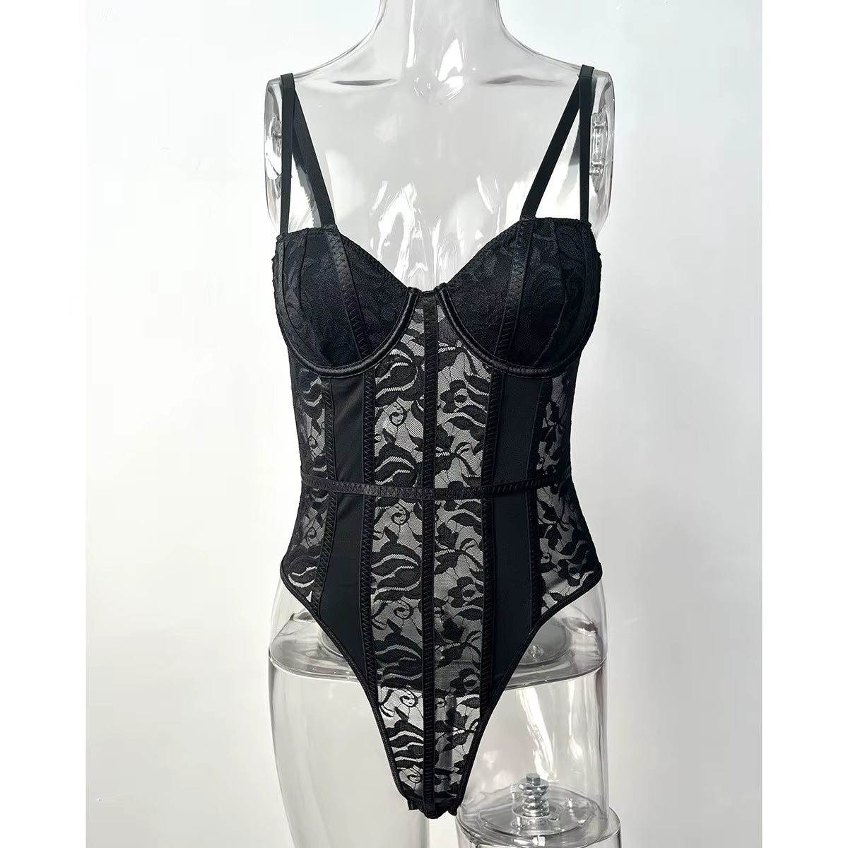 Bodycon Ribbed Lace Bodysuit