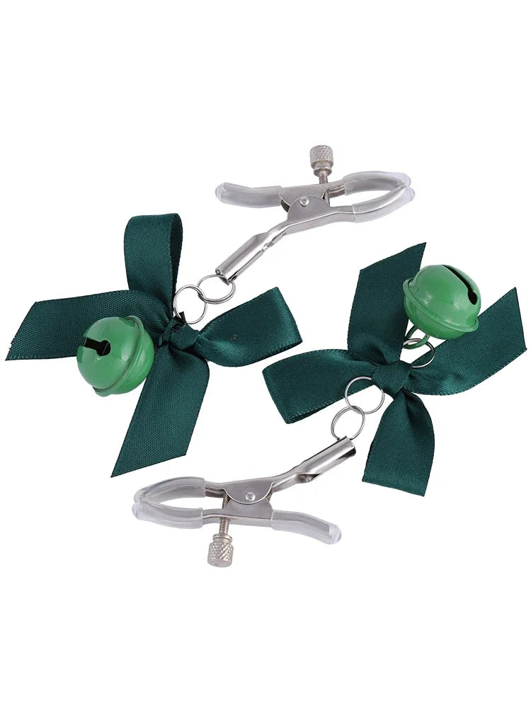 Christmas Bows with Bell Nipple Clamps