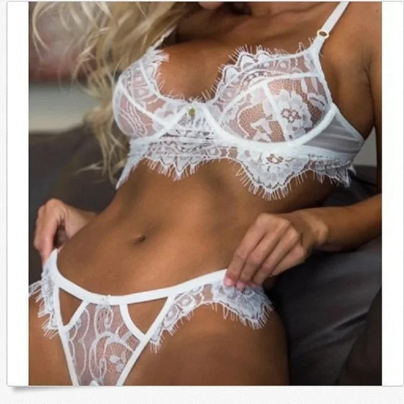 Bra and Panty Transparent Lace Set