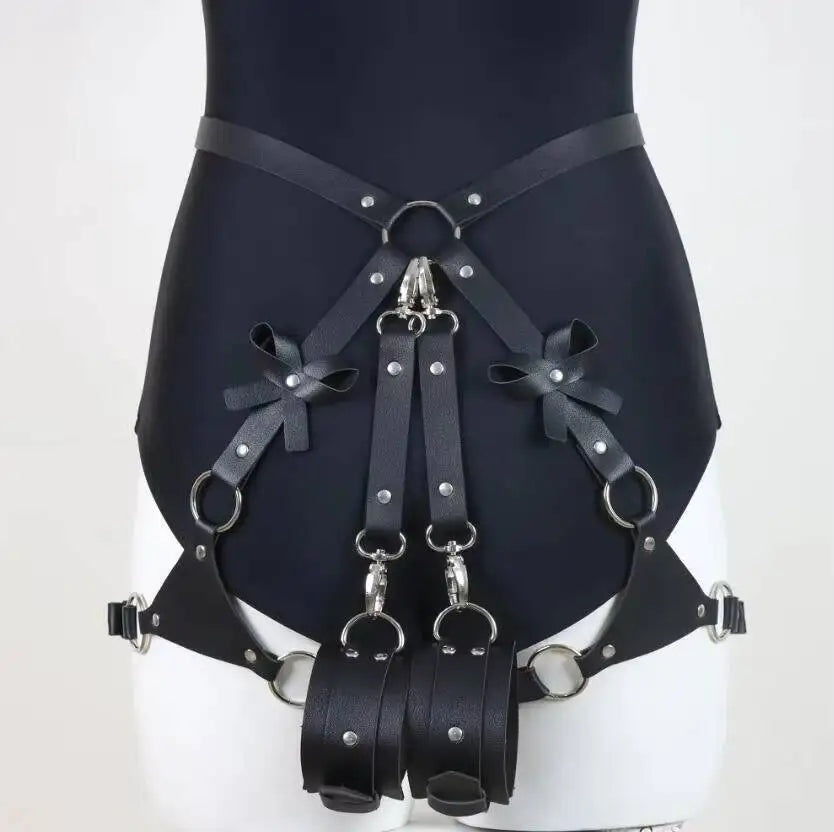 Leather Hand and Ankle Bondage Harness