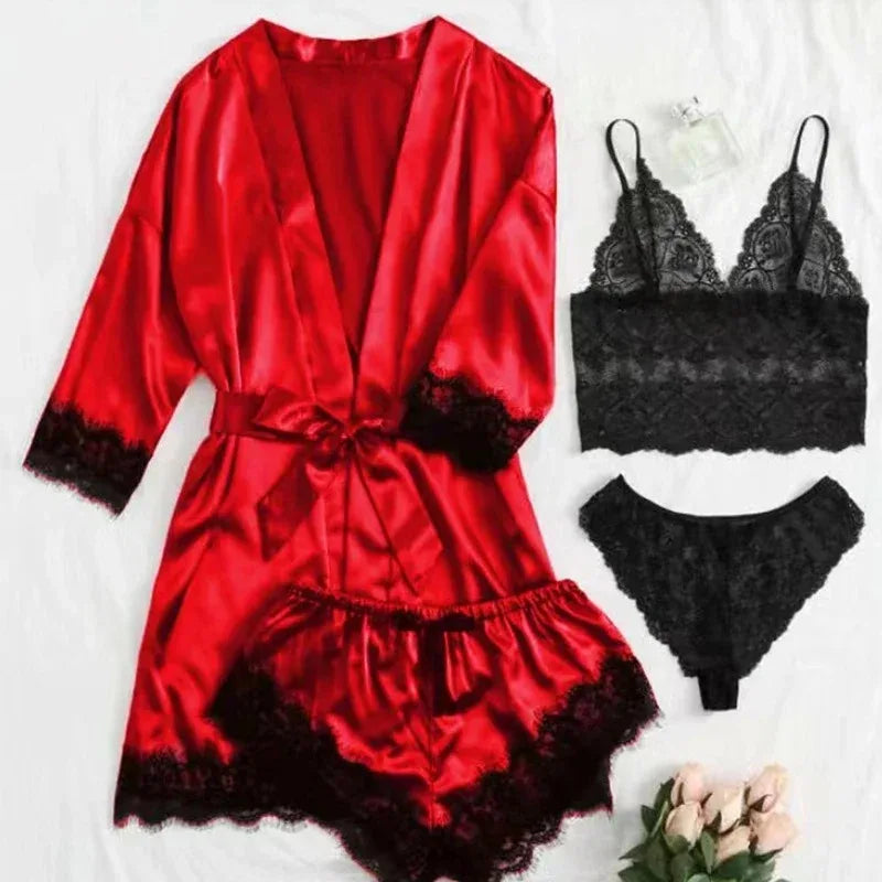 High-Quality Lace Camisole 4-Piece Set