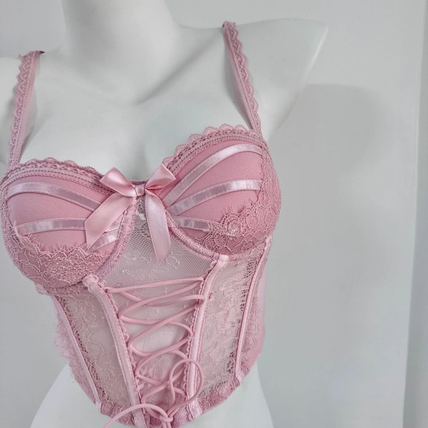 Lace Up Corset Style Bra and Underwear Set