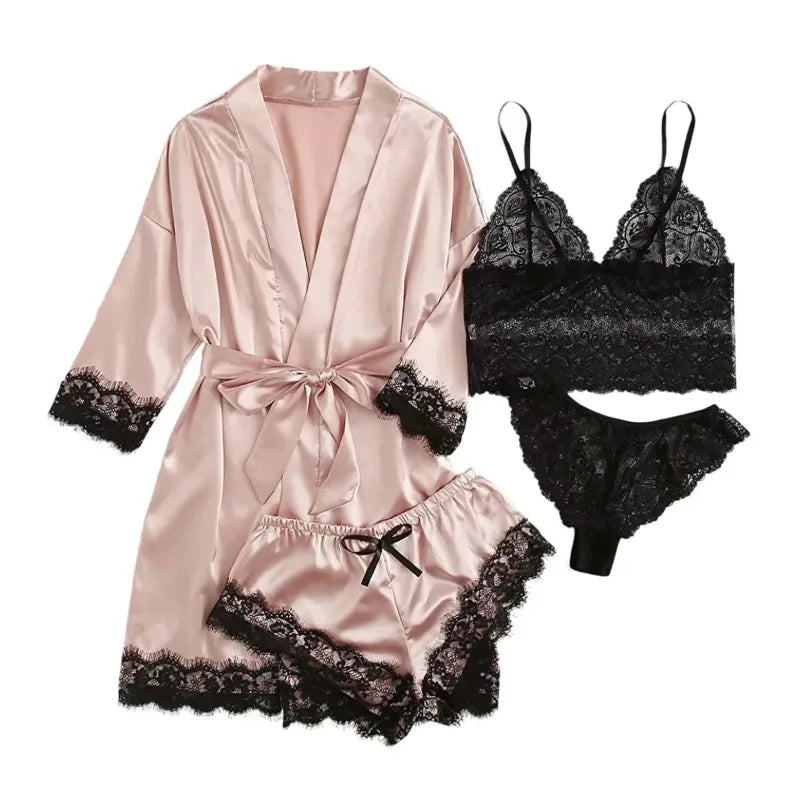 High-Quality Lace Camisole 4-Piece Set