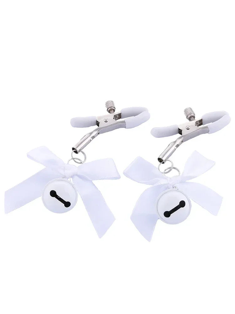 Christmas Bows with Bell Nipple Clamps