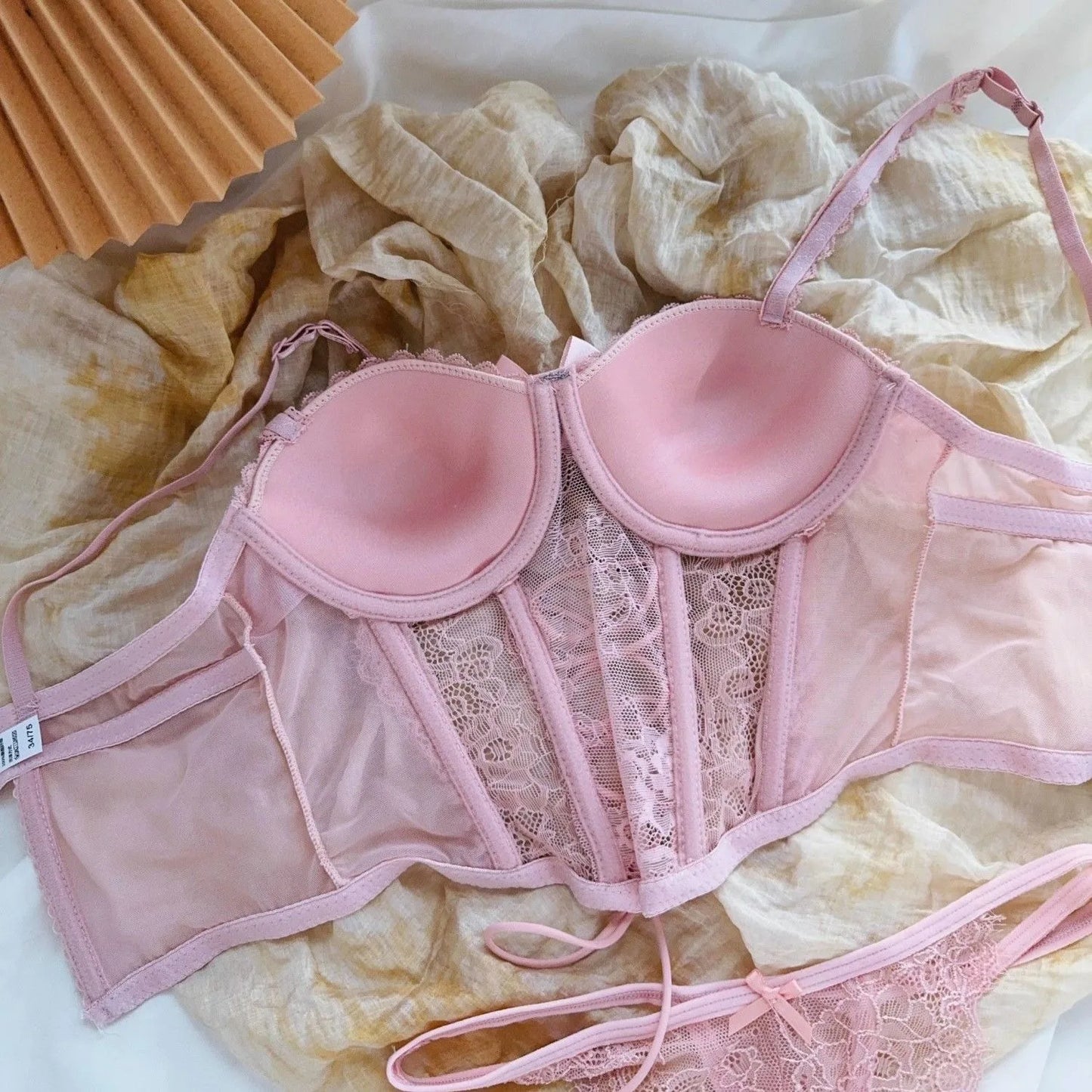 Lace Up Corset Style Bra and Underwear Set