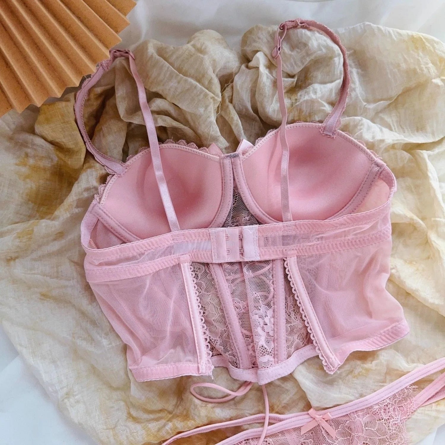 Lace Up Corset Style Bra and Underwear Set