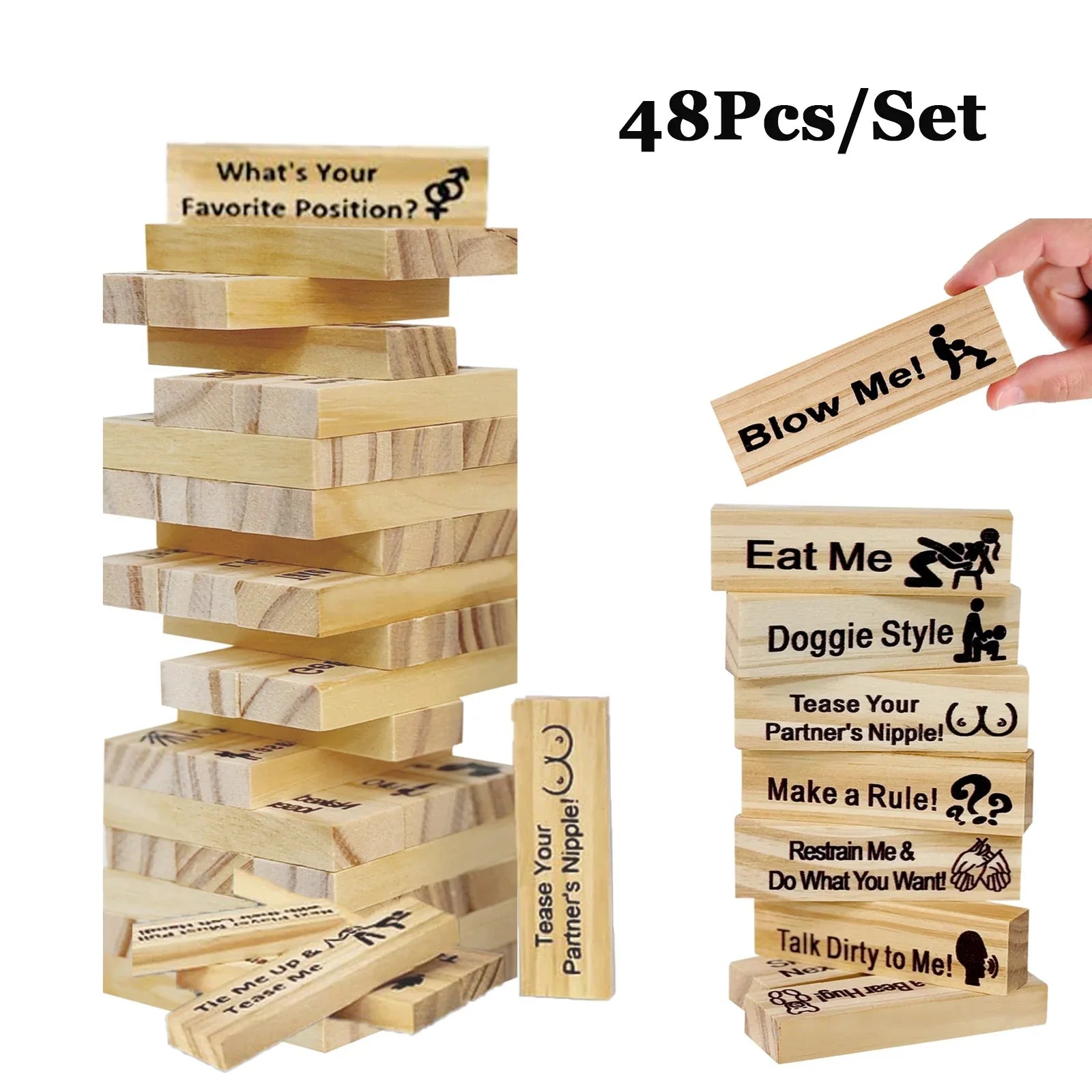 Naughty Tower – 48-Piece Adult Stacking Game for Couples & Parties